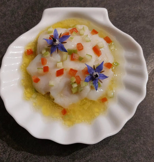 Carpaccio de Saint Jacques aux Pommes Grany par Alexis Leroux